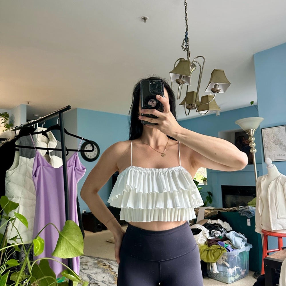 White Ruffled Strapless Top - Picture 2 of 2